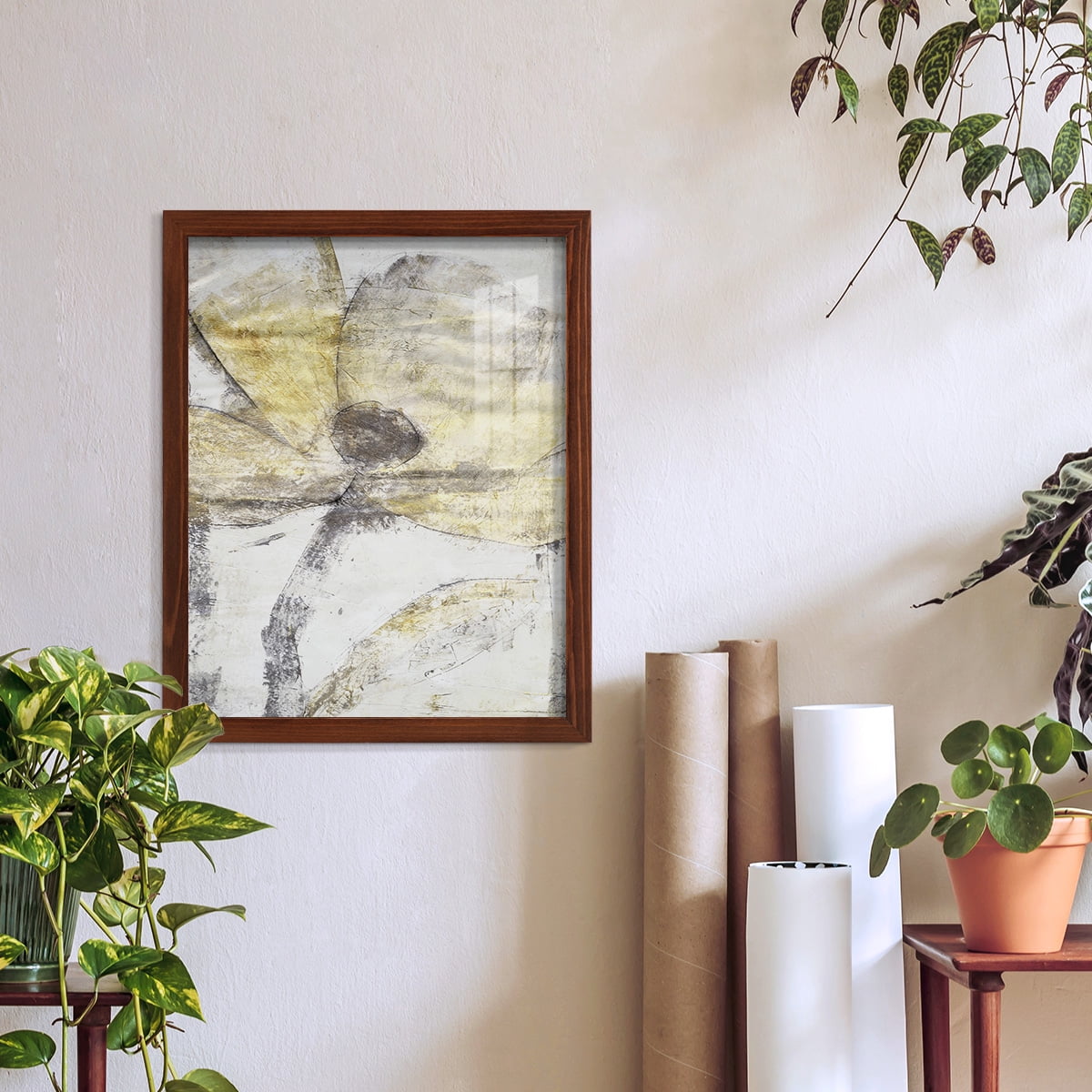 Une Fleur II - Framed Print w/glass - Chestnut
