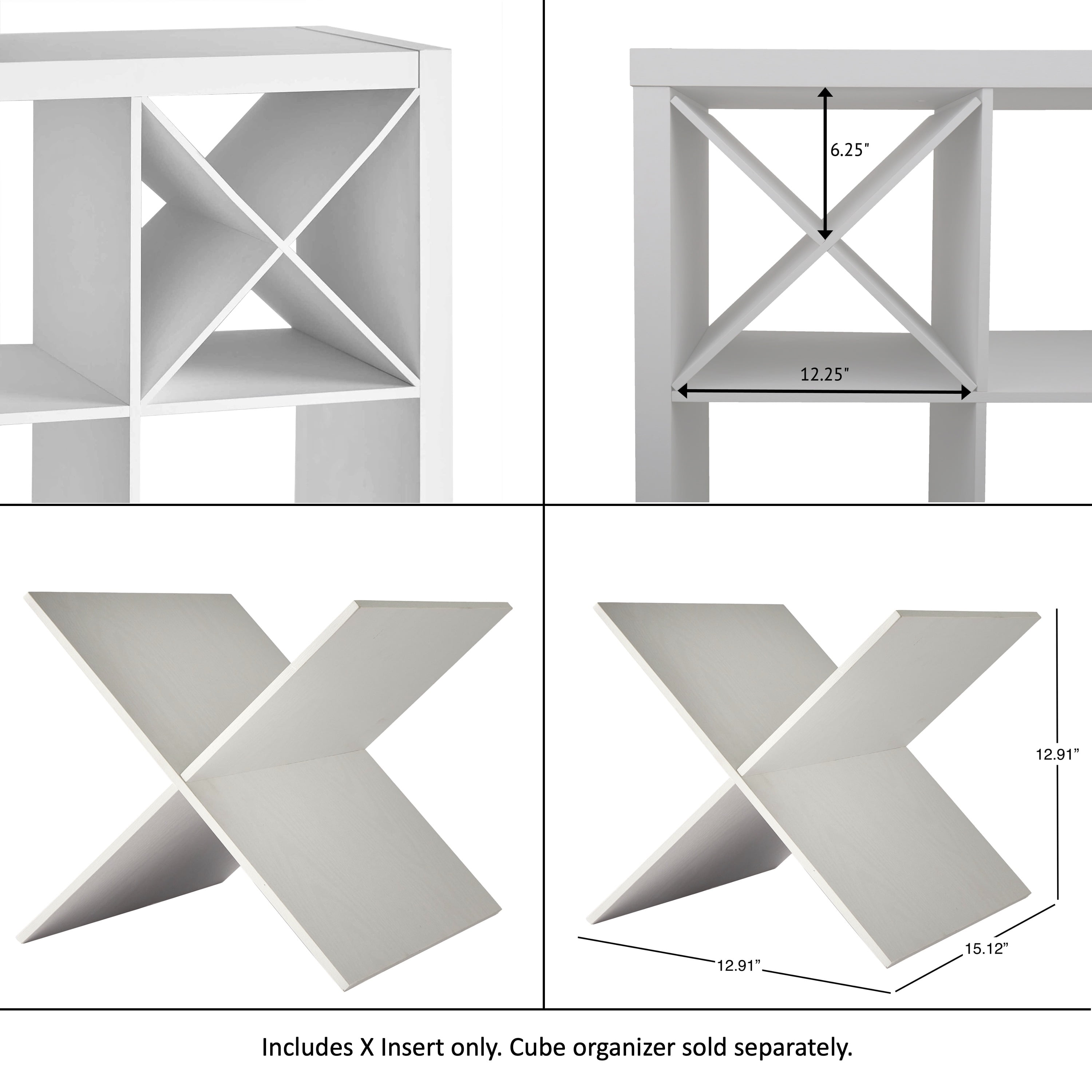 (2 pack) Better Homes & Gardens X Shelf Insert for Cube Organizers, White Texture