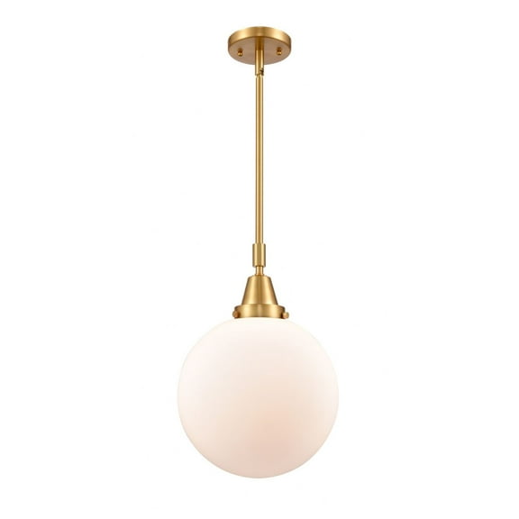 447-1S-SG-G201-10-Innovations Lighting-Beacon - 1 Light Stem Hung Mini Pendant In Industrial Style-14.13 Inches Tall and 10 Inches Wide-Satin Gold