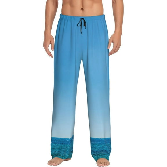 Fuzoiu Red And White Lighthouse Print Men's Pajama Pants,Lounge Pants for Men,Lounge PJ Bottoms,Sleepwear Pants with Drawstring Pockets -Small