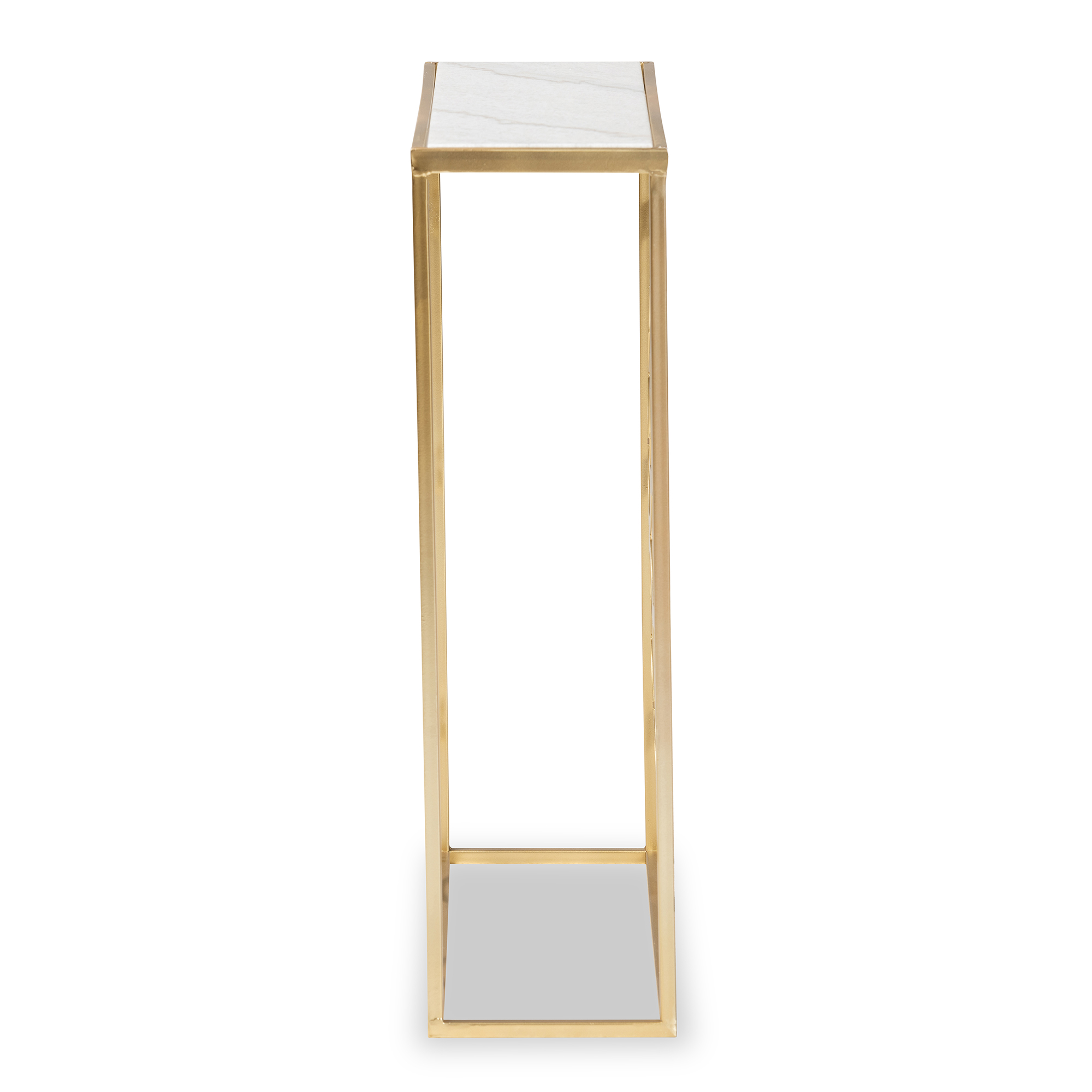 Baxton Studio Calanthe Modern Metal and Marble Top Console Table, Gold