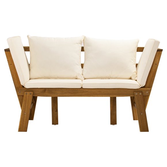 SEI Furniture Dolavon Wood Outdoor Convertible Lounge Chair in Natural
