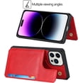thumbnail image 5 of Compatible with iPhone 14 Pro Luxury PU Leather Case with Card Holder,Cash Slots,Stand Function Back Wallet Case Flip Wrist Strap Double Magnetic Clasp Case for iPhone 14 Pro 6.1",Red, 5 of 13