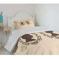 thumbnail image 4 of Ambesonne Pale Pink Quilted Bedspread Set 2 Pcs, Married Couple Retro, Twin Size, Pale Pink Dark Brown, 4 of 6