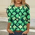 thumbnail image 5 of YUNAFFT St. Patrick's Day Print Loose Fit Comfort Stretch Round Neck Three-Quarter Sleeve Pullover T-Shirt for Women Casual Holiday Festive Top, 5 of 7
