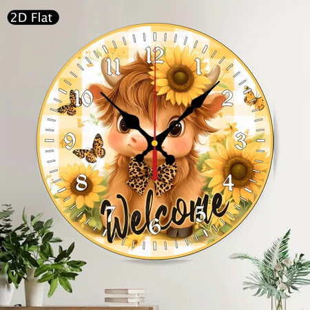 Hello Red Cardinal Birds Round Wall Clock Silent Floral Nature Home Decor