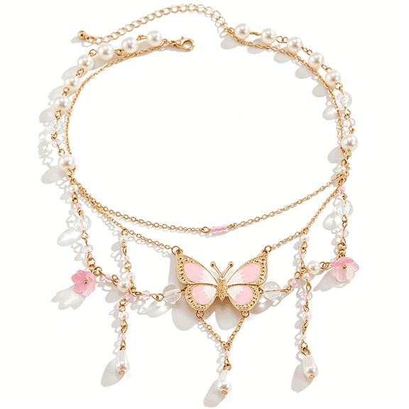 DESIGNICE Fairy Tassel Butterfly Choker - Colorful Pendant Necklace, Elegant Bohemian Costume Jewelry for Women