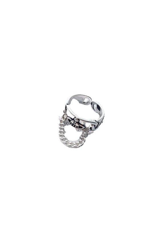 Adjustable Fashion Rings for Women, Geometric Electroplated Alloy, Simple Vintage Saturn Design, Silver Gift