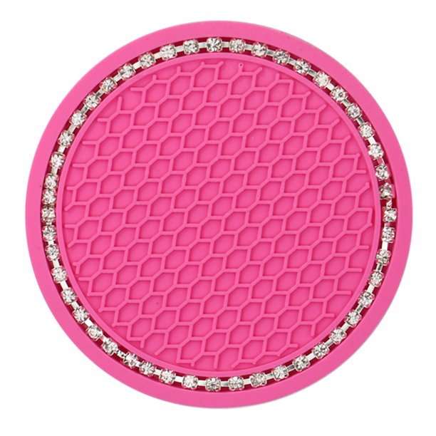Alfombrilla para taza de agua de coche con forma de panal de abeja y rejilla creativa, multifuncional, con alfombrilla antideslizante de diamantes de imitación