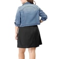 thumbnail image 3 of MODA NOVA Juniors Plus Size Jean Button Outfits Fashion Cropped Denim Jackets, 3 of 6