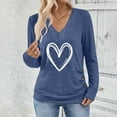 thumbnail image 4 of Sweatshirt for Women Heart Printed V Neck Long Sleeve Casual Tops Loose Trendy Side Button Soft Sweaters Comfortable Valentines Outfits, 4 of 7