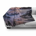 thumbnail image 2 of Hawaiian Soft Flannel Fleece Blanket, Colorful Sunrise at Halona Cove Eternity Beach Oahu Foggy Coast Seascape, Cozy Plush for Indoor and Outdoor Use, 50" x 70", Yellow Orange Purple, by Ambesonne, 2 of 5
