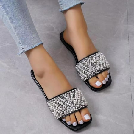 

Ecqkame Women s Slide Sandals Clearance Women Sandals Shoes Sparkly Women Sandals Flat Sandals Flip Flop Cute Sandals Dressy Beach Summer Platform Sandals Black 44