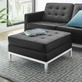 thumbnail image 2 of Contemporary Modern Urban Designer Living Room Lounge Club Lobby Accent Chair Ottoman, Faux Vinyl Leather, Black Silver, 2 of 4