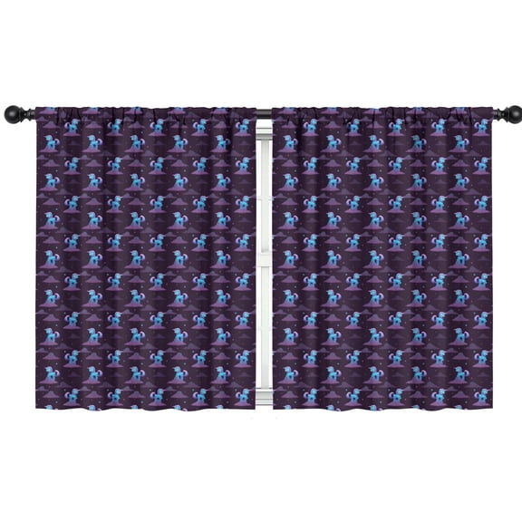 Blackout Kids Curtains,Dark Purple Cartoon Unicorn Pattern Childrens Insulated Curtains Set Of 2,Bedroom Essentials,Toddler Room Decor 42"x54"