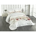 thumbnail image 3 of Ambesonne Grunge Quilted Bedspread Set 3 Pcs, Japan Sakura Flowers, King Size, Beige White Red, 3 of 5