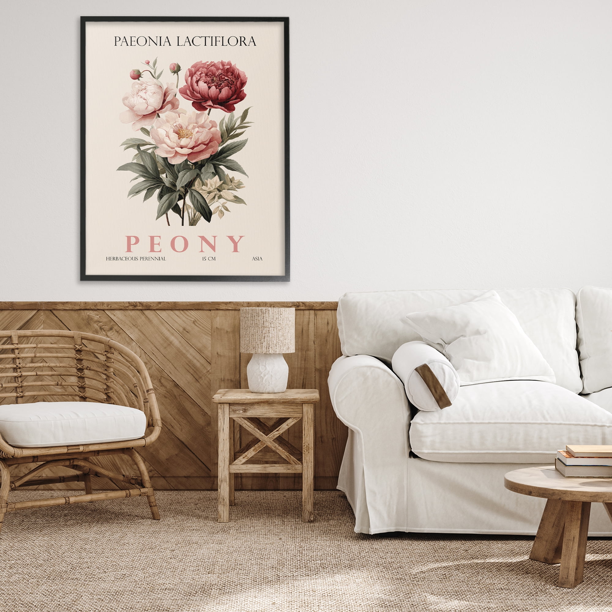 Stupell Industries Natural Peony Bundle Black Framed Giclee Art, design by Christopher Giampietro