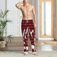 thumbnail image 5 of Uemuo Christmas Buffalo Plaid Pattern Men's Wide Leg Palazzo Lounge Pants with Pockets Light Weight Loose Comfy Casual Pajama Pants-Medium, 5 of 9
