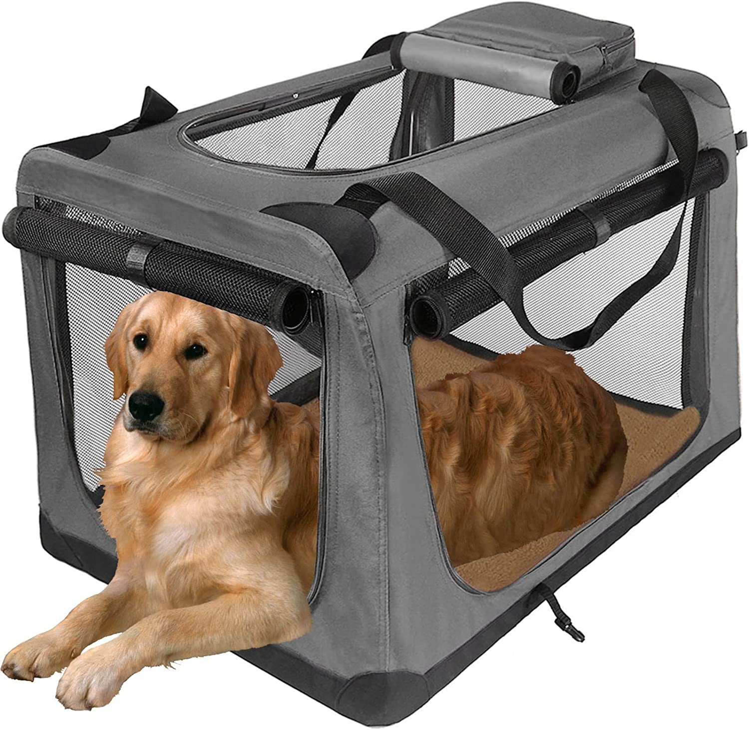 Collapsible Soft Dog Crates for Large Dogs, Folding Travel Crate