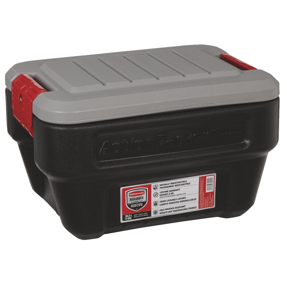 Rubbermaid ActionPacker 8 Gal. Black Storage Tote RMAP080000