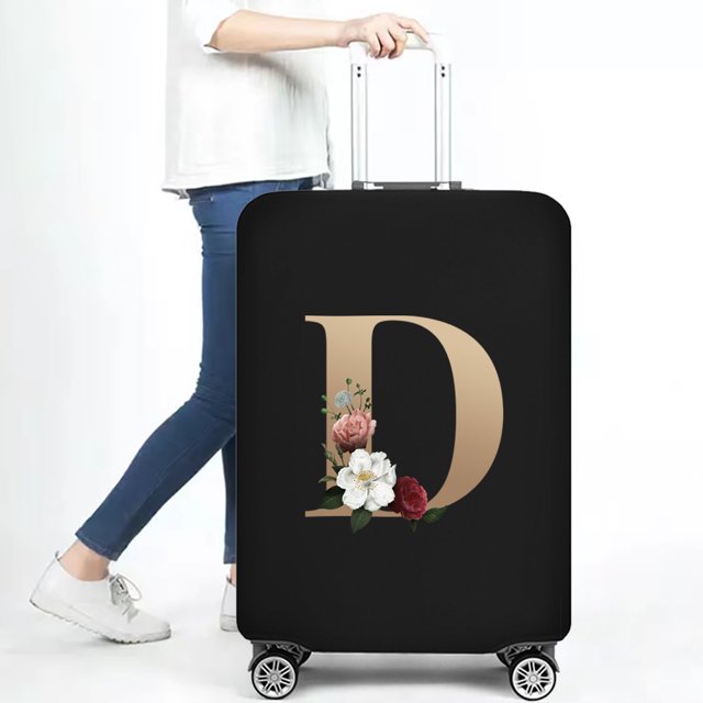 Travel Bag Protector Cover 26 English Letter Printed Accessory Bag Elastic Travel Bag Cover Applicable To 18-28 Inch Suitcase 8gold D M