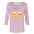 thumbnail image 4 of Yuanlook Womens Tops 3/4 Length Sleeve Crew Neck Casual Tunic Tops Basic Shirts Loose Fit Blouse - Pink - XXXXL, 4 of 5