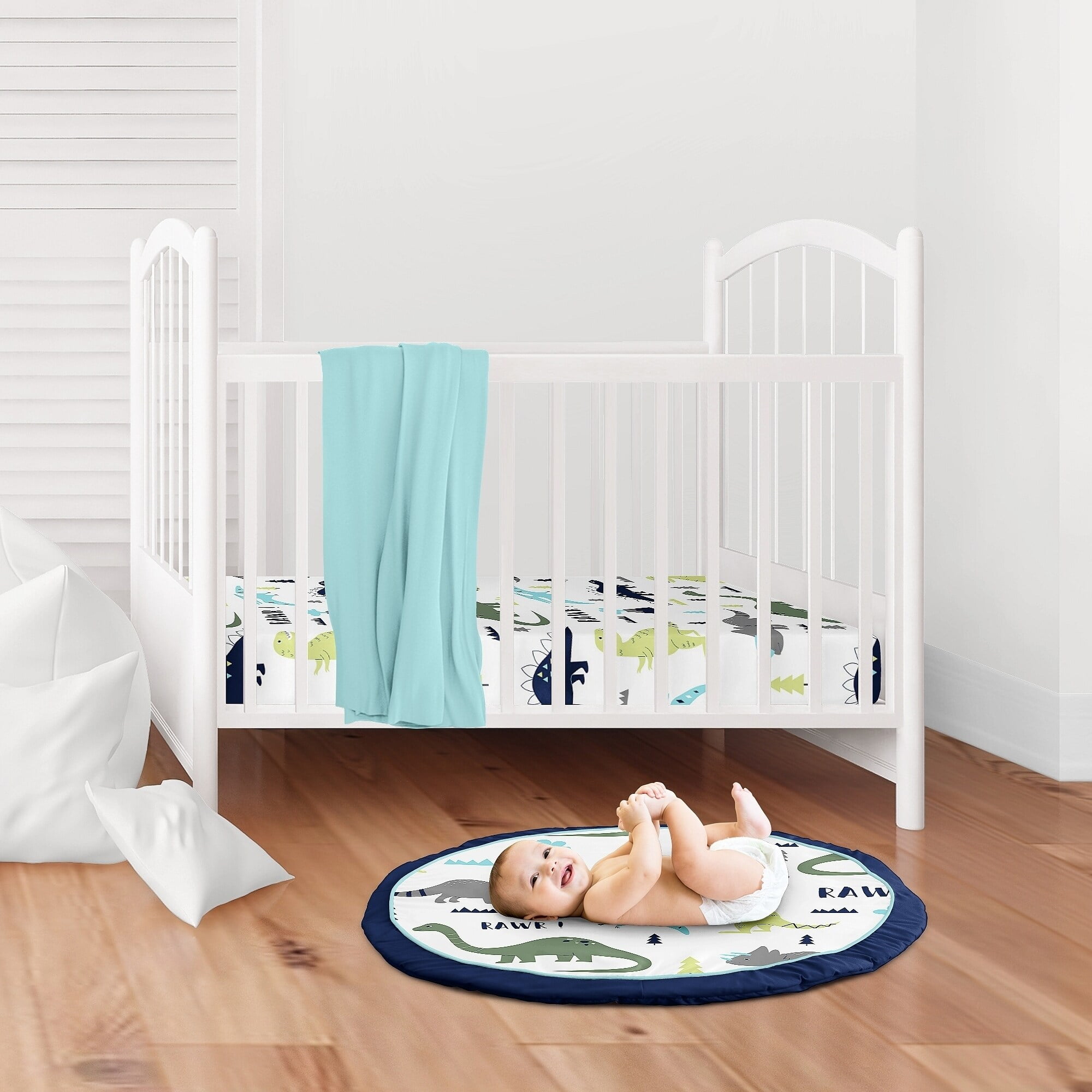 Sweet Jojo Designs Mod Dinosaur Blue Green and White Baby Play Mat