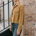 thumbnail image 4 of Womens Casual Corduroy Jacket Soft Warm Cropped Shacket Coat Long Sleeve Button Down Short Jackets Fall Outerwear, 4 of 5