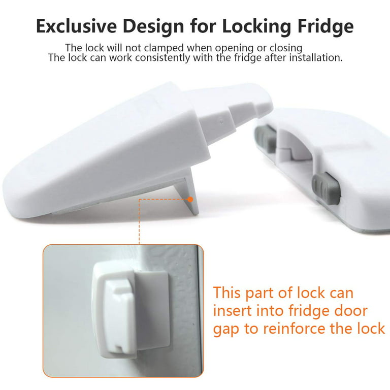 Home Refrigerator Fridge Freezer Door Lock, Latch Catch Toddler Kids Child  Fridge Locks Baby Safety Child Lock, Easy to Install and Use 3M Adhesive no  Tools Need or Drill 2 Pack Grey
