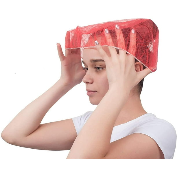 100 Pack Red Cleanroom Bouffant Caps 24". Non Woven Hair Caps with