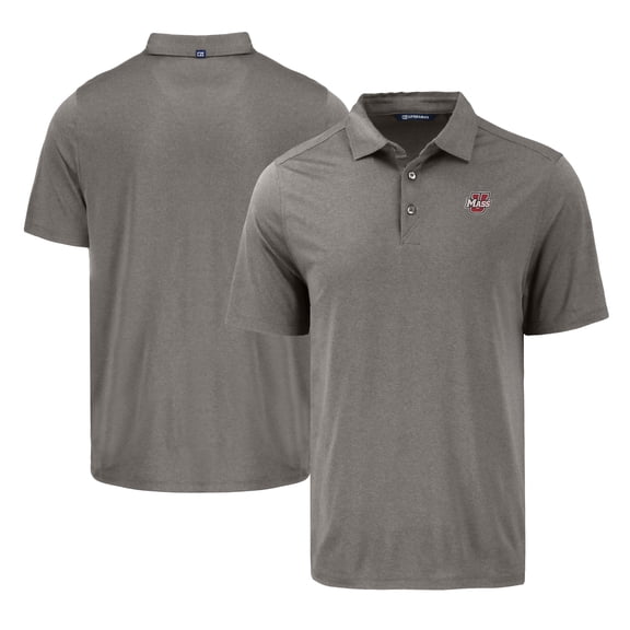 Men's Cutter & Buck Gray UMass Minutemen Coastline Epic Comfort Eco Recycled Polo