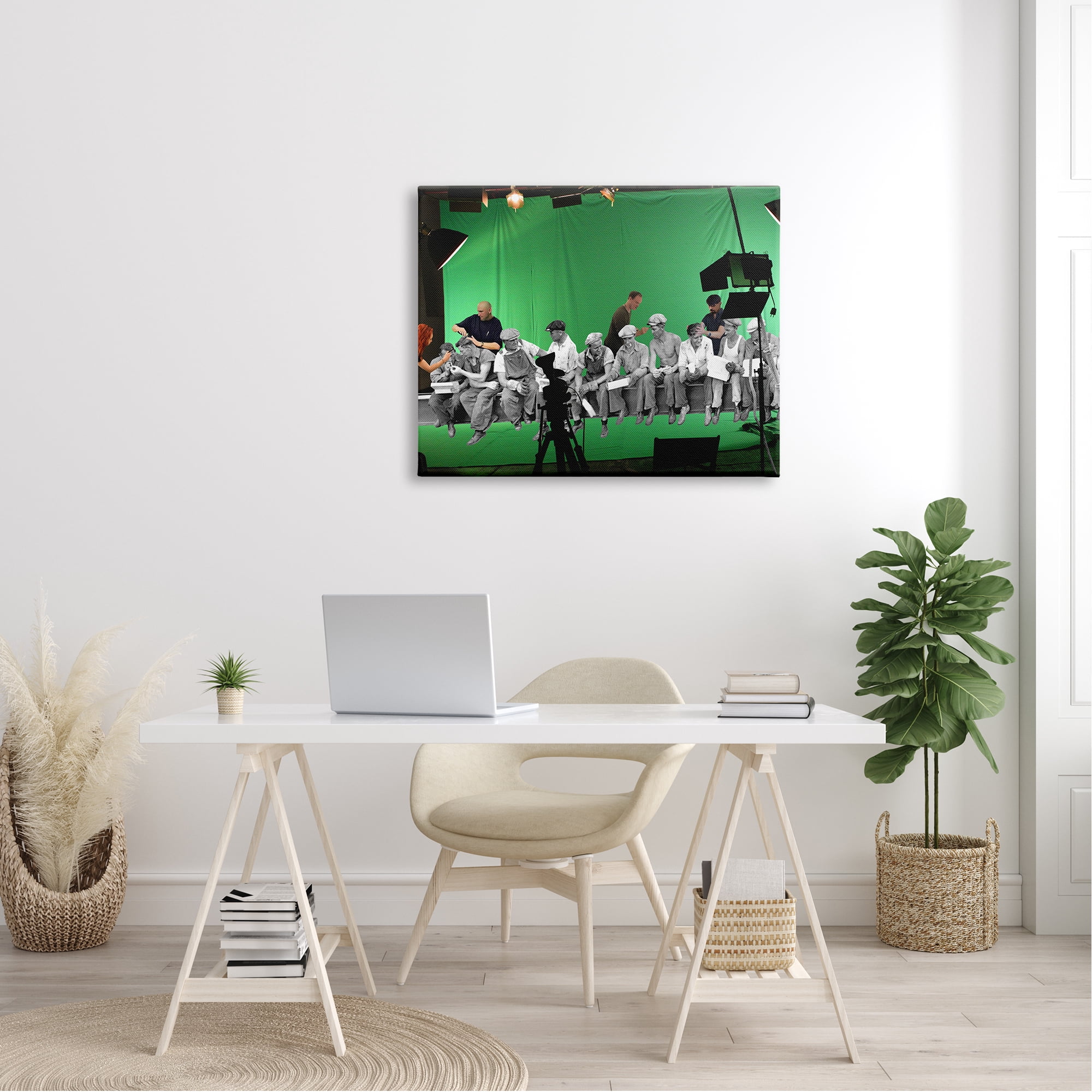 Stupell Industries Green Movie Set Vintage Monochrome People Collage Canvas Wall Art, 40 x 30, Design by Barry Kite