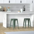 thumbnail image 6 of 24 inch High Barstools Set of 2, Counter Height Metal Bar Stools, Indoor/Outdoor Stackable Bartool Industrial Backless Stools(Deep Green), 6 of 9