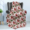 thumbnail image 4 of Ladybugs Soft Flannel Fleece Blanket, Exotic Flowers Hibiscus Hawaiian Foliage Illustration Botany Spring Blossom, Cozy Plush for Indoor and Outdoor Use, 50" x 70", Red Coral Green, by Ambesonne, 4 of 5
