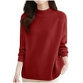 thumbnail image 6 of Women's Casual Solid Color Long Sleeve Knit Top Shirts Blouses Crewneck Side Button Loose Fit Soft Comfortable Business Casual Work Office Vacation Travel Fashion Essential Gift for Women, 6 of 8
