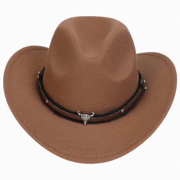 Sopiago Western Cowboy Hat for Kids Boys Girl Classic Roll Up Fedora Hat with Buckle Belt Khaki,3-18 Years