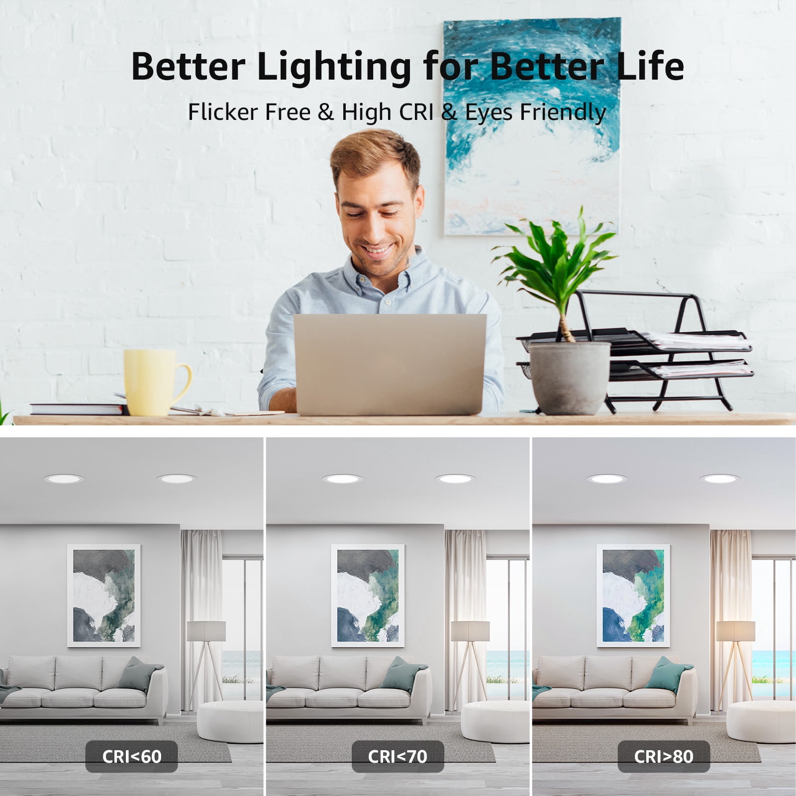 Lepro 12 Pack 6 Inch Canless LED Recessed Light,Dimmable Retrofit Ultra-Thin Ceiling Light with Junction Box,5000K Daylight Wafer Lights 12W 1050LM,50,000hrs Lifespan-ETL,FCC & Energy Star Certified