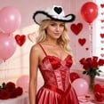 thumbnail image 2 of BRICH Cowboy Hat Heart Pattern Western Hat Travel Casual Wear Hats Fashion Denims Hats for Daily Fashion Statements 01-White3 One Size, 2 of 6