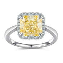 Aurora&Fiori 2CT Radiant Cut Engagement Rings, Blue/Green/Yellow Gemstone High Carbon CZ Rings,925 Sterling Silver 18K White Gold Plated,Cubic Zirconia Promise Ring for Wedding,Daily