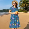 thumbnail image 4 of Easygdp Sailboat With Sailing para Vestido Transpirable de Mujer, Vestido Suelto de Manga Corta con Pliegues y Bolsillos para el Verano, 4 of 6