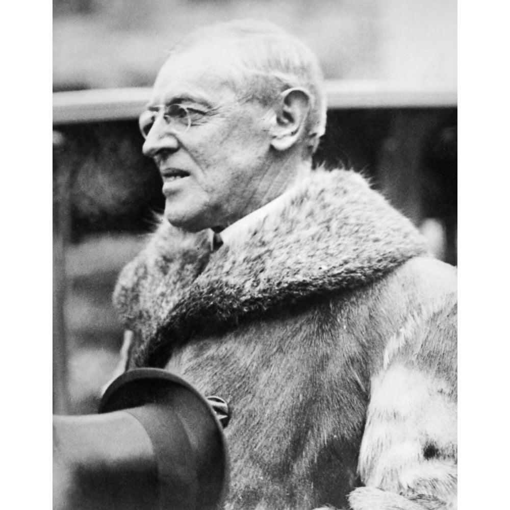 Woodrow Wilson, 1918. /Npresident Woodrow Wilson Reviewing Troops Towards The End Of World War I