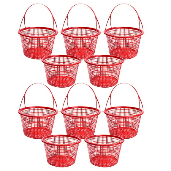 SOPOTUTU 10Pcs Harvest Strawberry Baskets Red Plastic Fruit Storage for Outdoor Picking