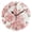Black, variant on Pink Flower Beige Background Round Wall Clock Silent Battery Operated Home Decor for Living Room Bedroom