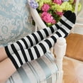thumbnail image 6 of Black and White Striped Socks, Yigetop Women Knee High Socks Striped Women's Long Socks Harajuku Thigh High Socks for Girls Plus Size Stockings Striped Socks Women Black One Size, 6 of 6