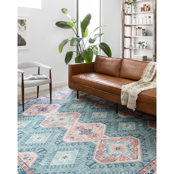 Loloi Skye Turquoise / Terracotta 7' x 9' Oval Area Rug