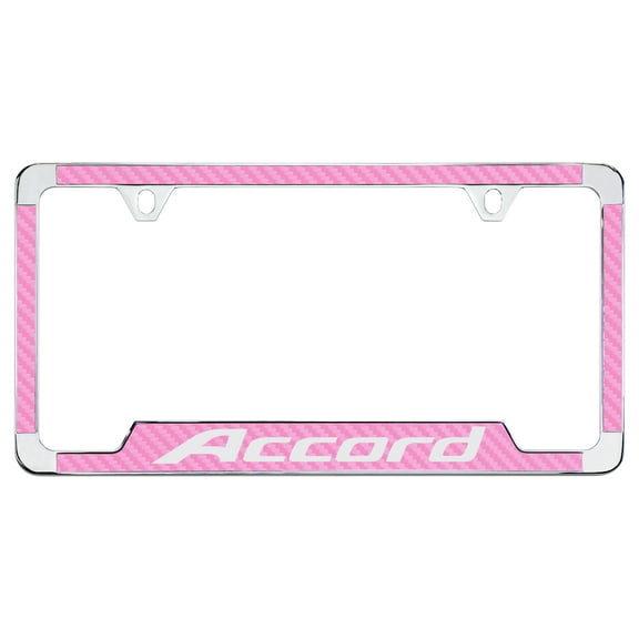 Honda Accord Pink Simulated Carbon Fiber License Plate Frame Holder