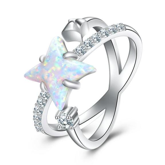 Star Ring Sterling Silver Opal Ring Star Jewelry for Women Birthday (7)