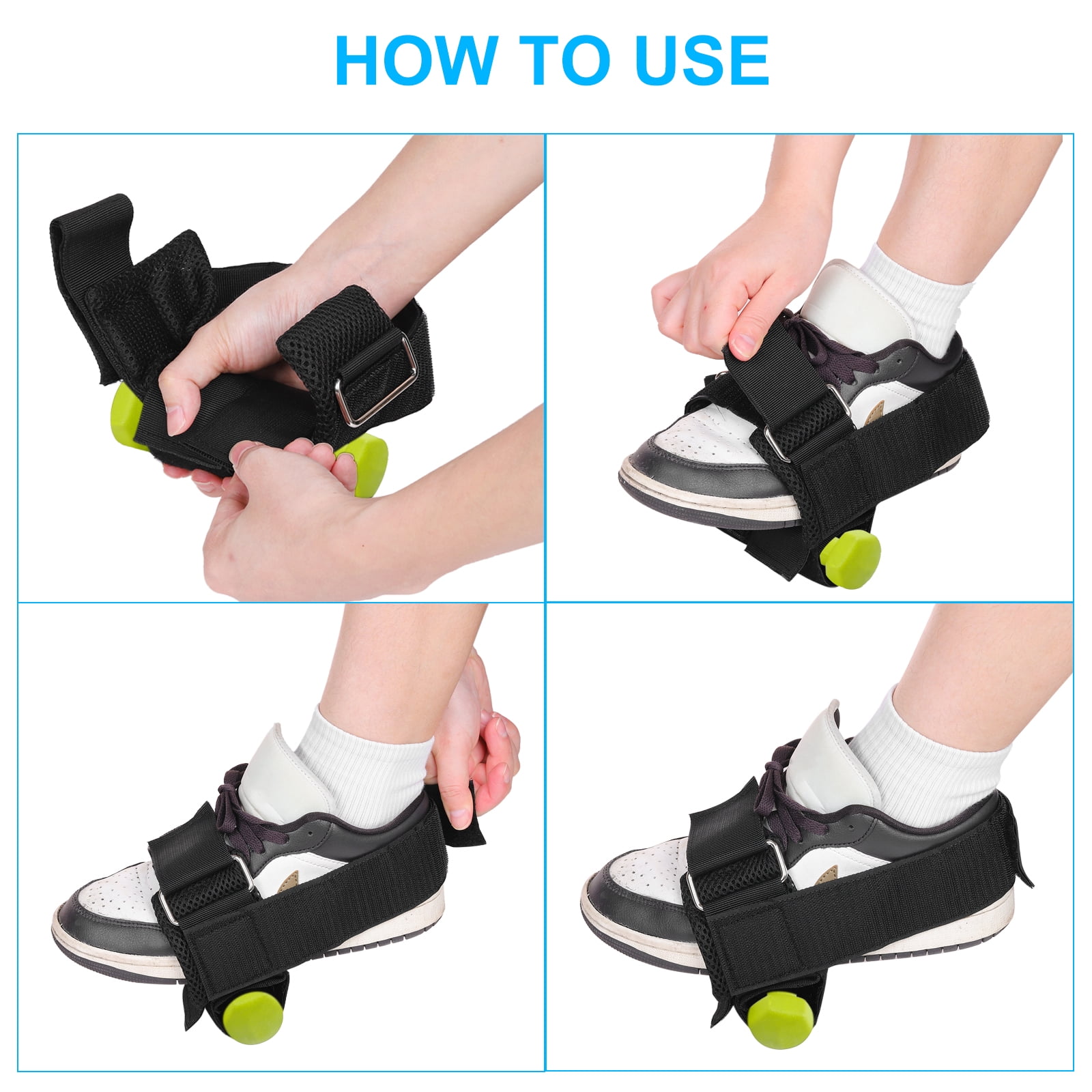 Dumbbell Foot Attachment Adjustable Ankle Straps Feet Weights Lifting Black 2 Pack