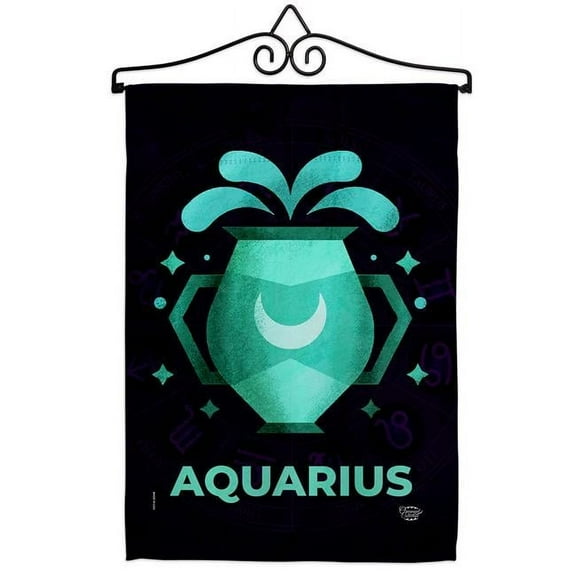 Ornament Collection GS190033-BO-02 13 x 18.5 in. Aquarius Garden Flag Set for Interests Zodiac Double-Sided Decorative Vertical Flags & House Decoration Banner Yard Gift