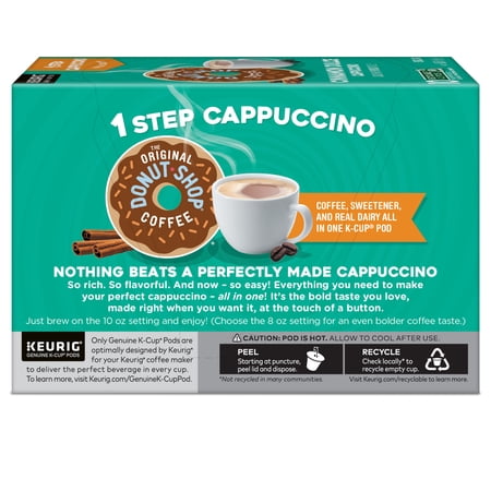 THE ORIGINAL DONUT SHOP, ONE STEP CINNAMON DULCE CAPPUCCINO FLAVORED K-CUP COFFEE PODS, 10 COUNT